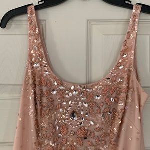Intricate beaded Chiffon (Rose Gold) Cocktail Dress.